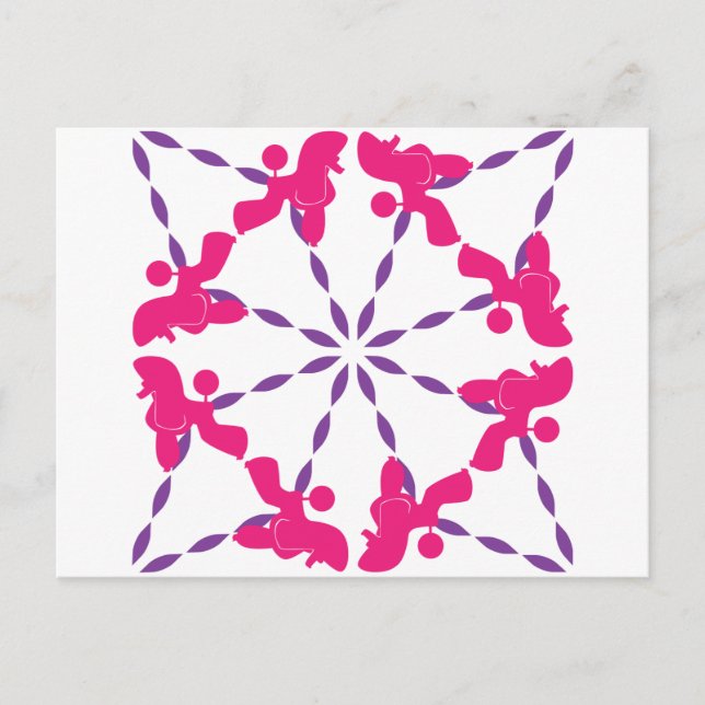 Poodle Pattern Illustration customisable  Postcard (Front)