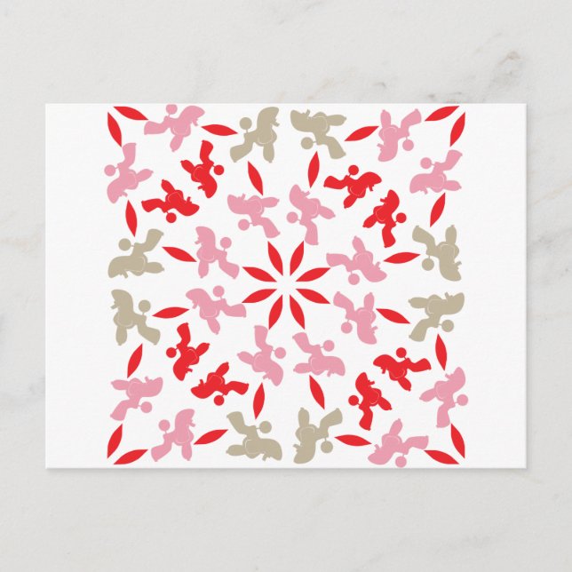 Poodle Pattern Illustration customisable  Postcard (Front)