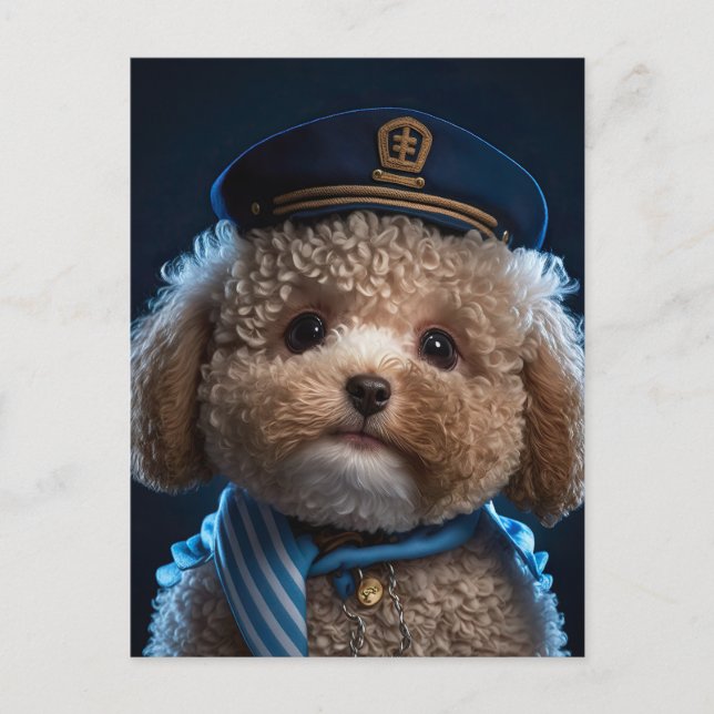Poodle Pilot Captain Postcard (Front)