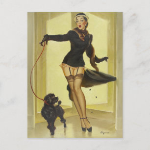 Poodle Pin Up Postcard
