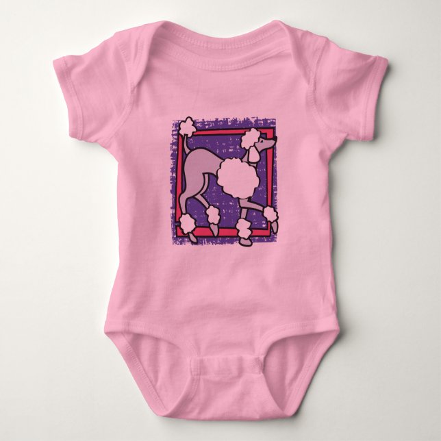 POODLE Pink baby Bodysuit (Front)