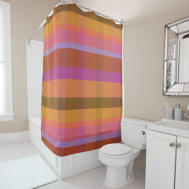 Poodle Plaid DGARTPAP Shower Curtain (In Situ)