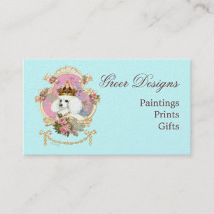 Poodle Princess n Pink Roses Business Card