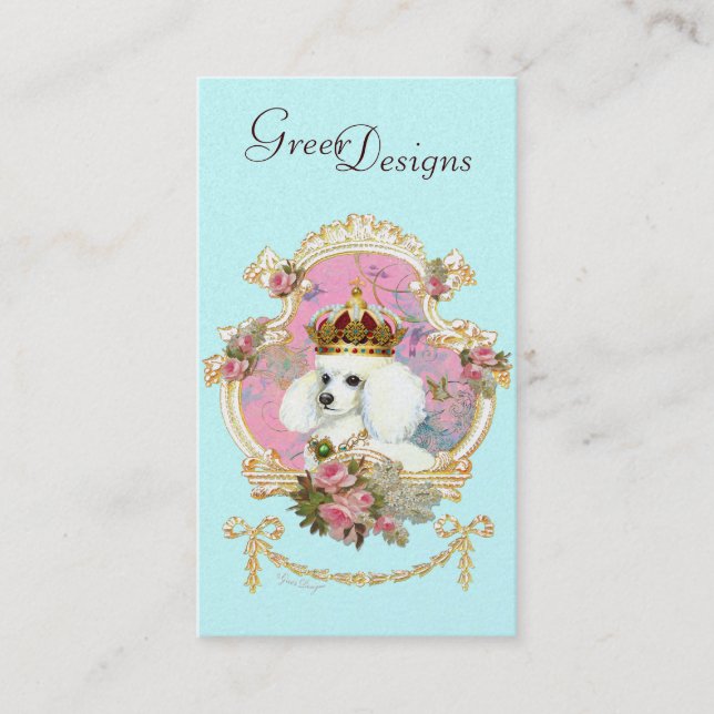 Poodle Princess n Pink Roses Business Card (Front)