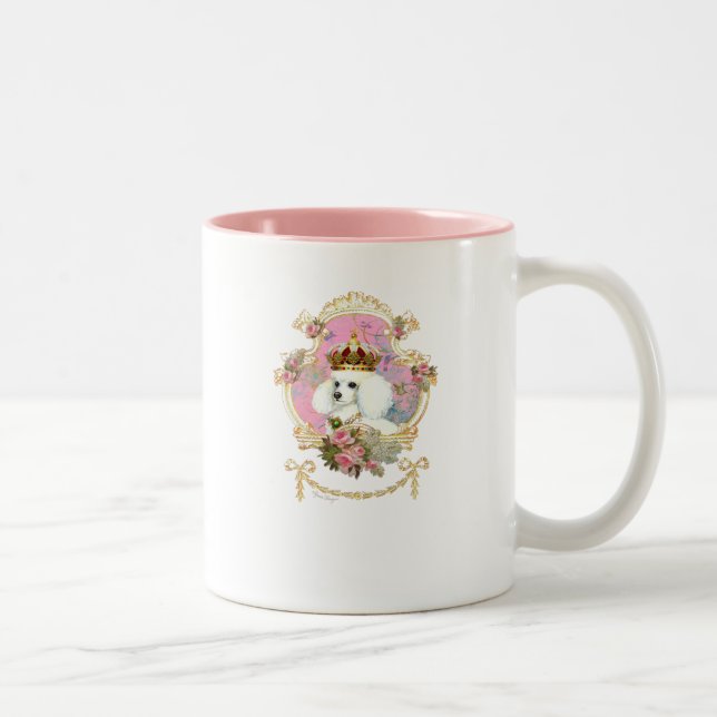 Poodle Princess n Pink Roses Two-Tone Coffee Mug (Right)