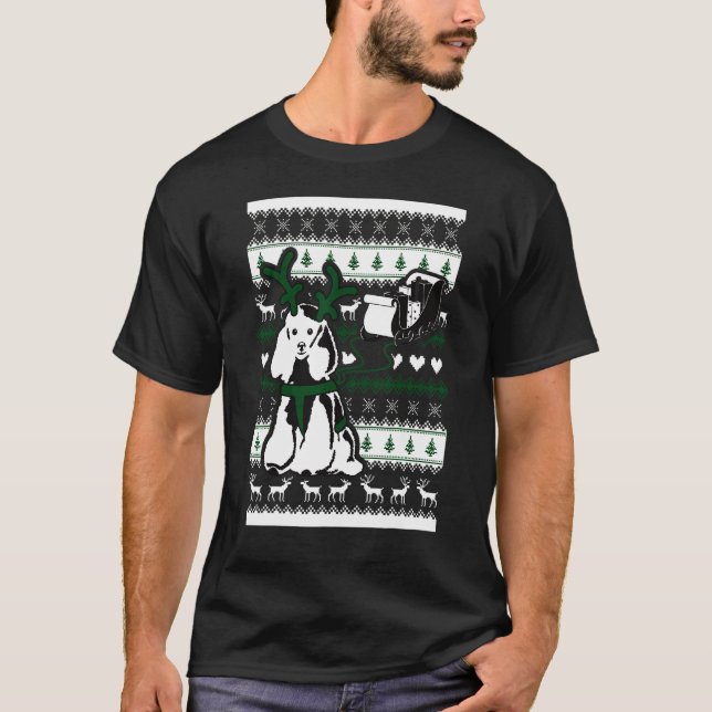 Poodle Pulling Santa Claus Sleigh T-Shirt (Front)