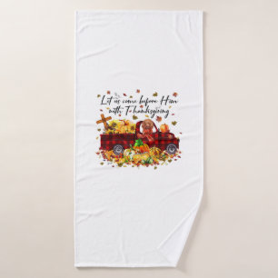 Poodle Pumpkin Vintage Truck Thanksgiving Funny Ha Bath Towel