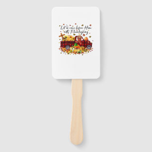 Poodle Pumpkin Vintage Truck Thanksgiving Funny Ha Hand Fan