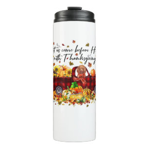 Poodle Pumpkin Vintage Truck Thanksgiving Funny Ha Thermal Tumbler