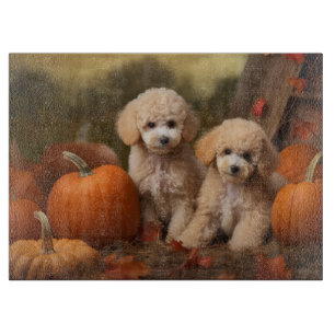 Poodle Puppy Autumn Delight Pumpkin Cutting Board