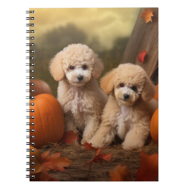 Poodle Puppy Autumn Delight Pumpkin Notebook (Front)