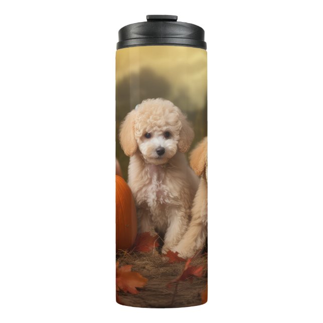 Poodle Puppy Autumn Delight Pumpkin Thermal Tumbler (Front)