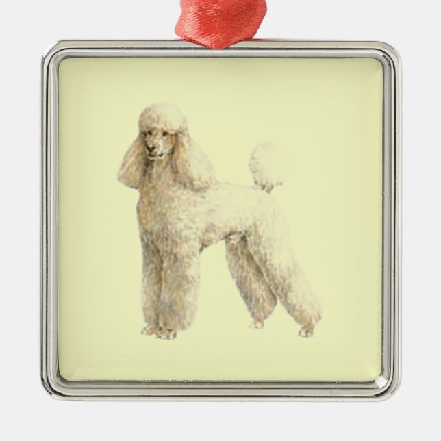 Poodle -- Puppy Clip Metal Tree Decoration (Front)