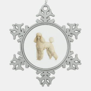 Poodle -- Puppy Clip Snowflake Pewter Christmas Ornament
