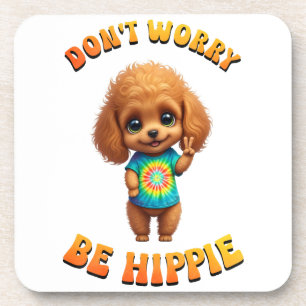 Poodle Puppy Hippie Happy Dog Coaster