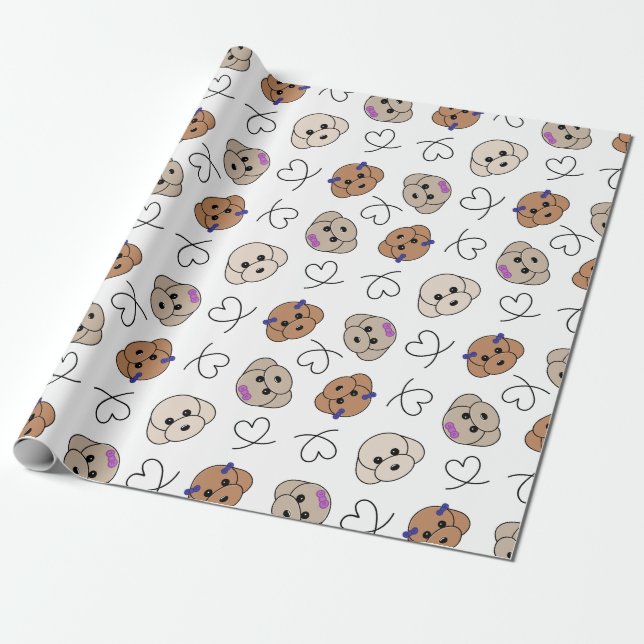 Poodle Puppy Love Wrapping Paper (Unrolled)