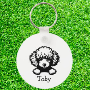 Poodle Puppy Personalised Theme Key Ring