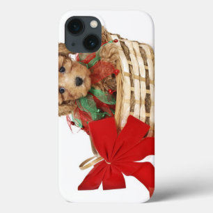 Poodle puppy sitting in Christmas basket iPhone 13 Case