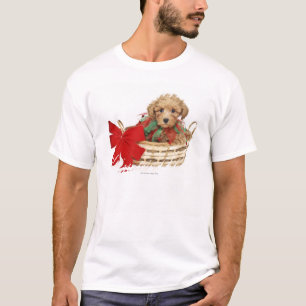 Poodle puppy sitting in Christmas basket T-Shirt