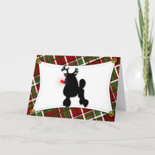 Poodle Reindeer Christmas Card