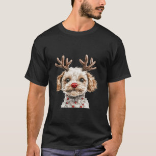 Poodle Reindeer Christmas Lights Dog Lover Xmas Pa T-Shirt