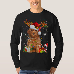 Poodle Reindeer Christmas Lights Funny Dog Xmas Gi T-Shirt