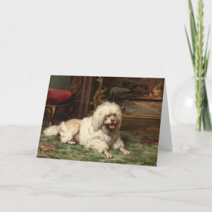 Poodle Resting on the Hearth   French School Card