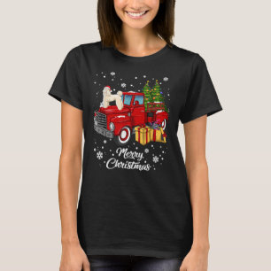 Poodle Riding Red Truck Merry Christmas X Mas Ugly T-Shirt