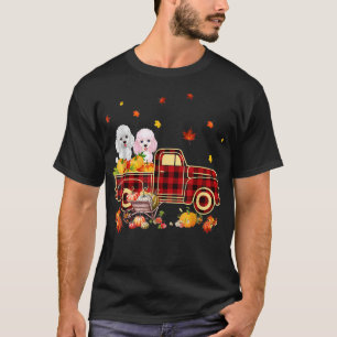 Poodle Riding Truck Pumpkin Autumn Leaves Fall T-Shirt