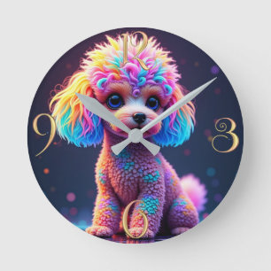 Poodle Round Clock