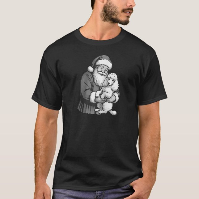 Poodle Santa Claus Christmas Dog Lover Raglan Base T-Shirt (Front)