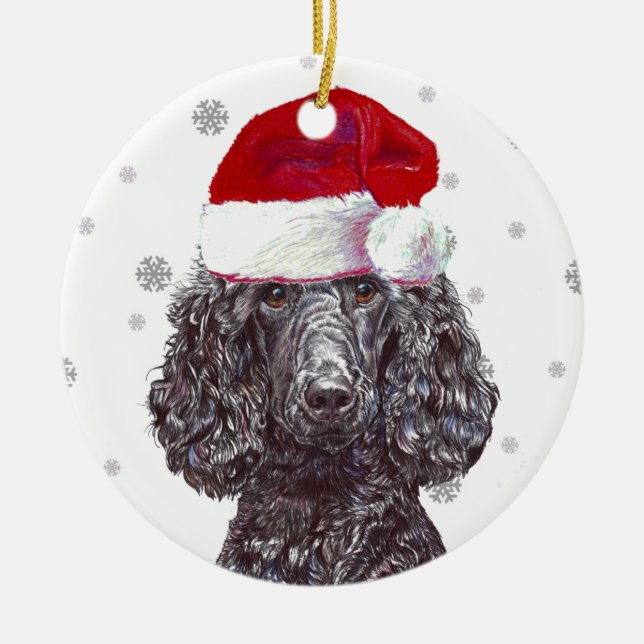 Poodle - Santa Hat Christmas Bauble Decoration (Front)