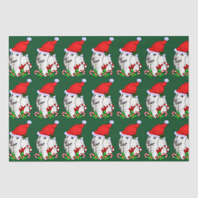 Poodle Santa Hat Christmas Tissue Paper (Front)