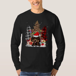 Poodle Santa Hat Light Buffalo Plaid Leopard Xmas T-Shirt