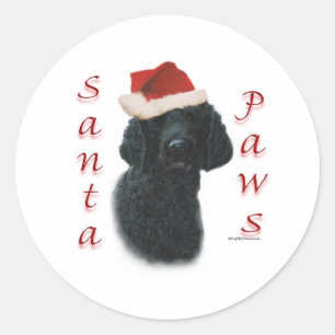 Poodle Santa Paws Classic Round Sticker