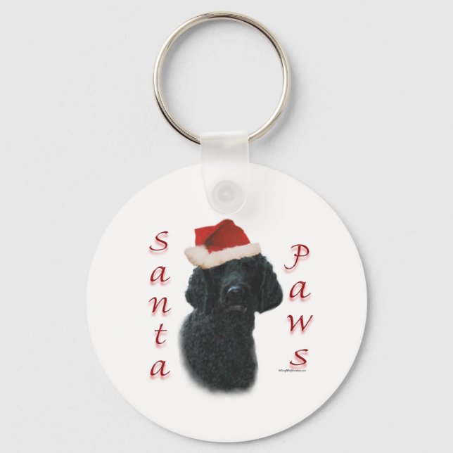 Poodle Santa Paws Key Ring (Front)