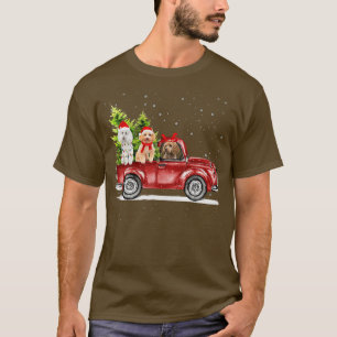 Poodle Santa Reindeer Red Truck Snow Christmas Tre T-Shirt