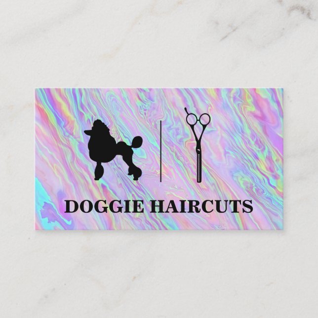Poodle | Scissors Logo Business Card (Front)