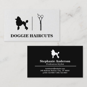 Poodle Scissors Logo Grooming Business Card