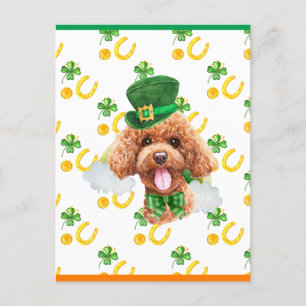 Poodle Shamrock St. Patricks Day Holiday Postcard