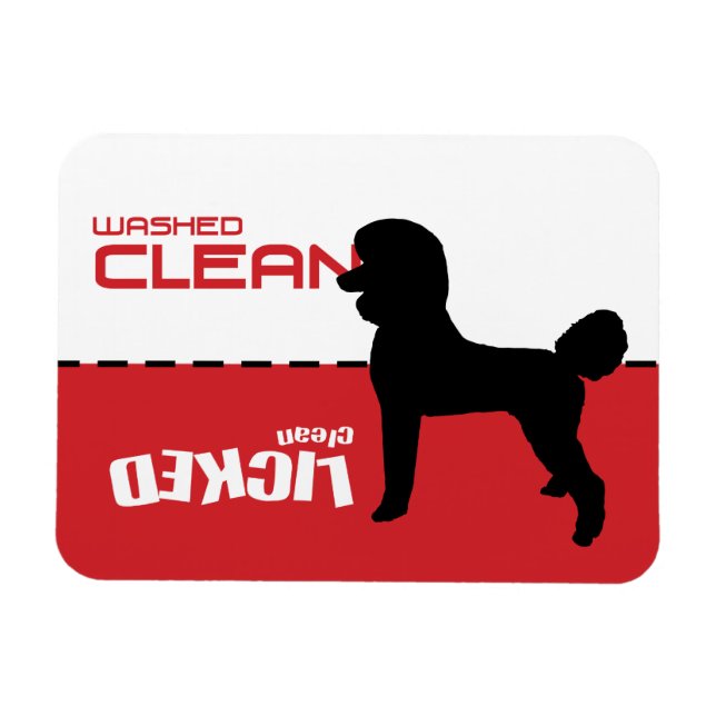 Poodle Silhouette Dishwasher Magnet - Licked Clean (Horizontal)