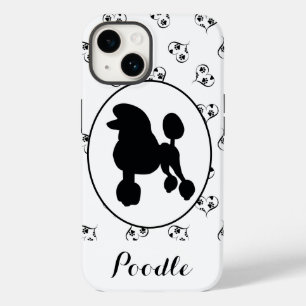 Poodle Silhouette Hearts and Paw Prints Case-Mate iPhone 14 Case