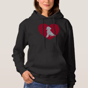 Poodle Sitting Diamond Red Heart Hoodie
