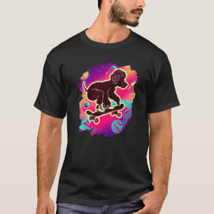 Poodle Skateboarding in Outer Space Retro Vintage T-Shirt
