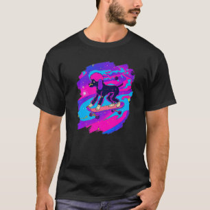 Poodle Skateboarding in Outer Space Retro Vintage T-Shirt