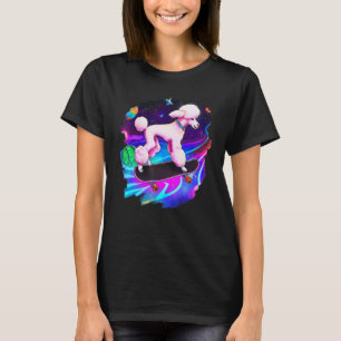 Poodle Skateboarding in Outer Space Retro Vintage T-Shirt