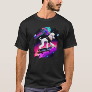 Poodle Skateboarding in Outer Space Retro Vintage  T-Shirt