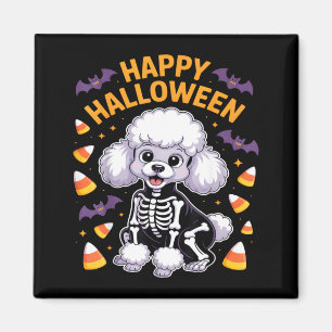 Poodle Skeleton Happy Halloween Magnet