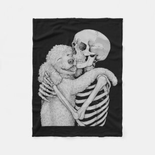 Poodle Skeleton Hug Halloween Dog Lover Fleece Blanket