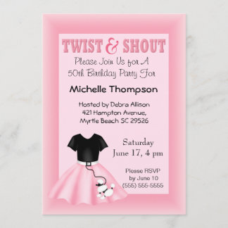 Poodle Skirt Birthday Invitations